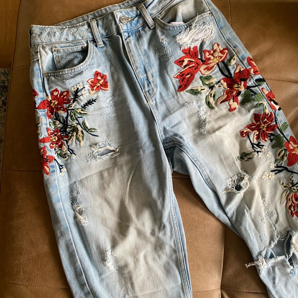 Embroidered Topshop Jeans